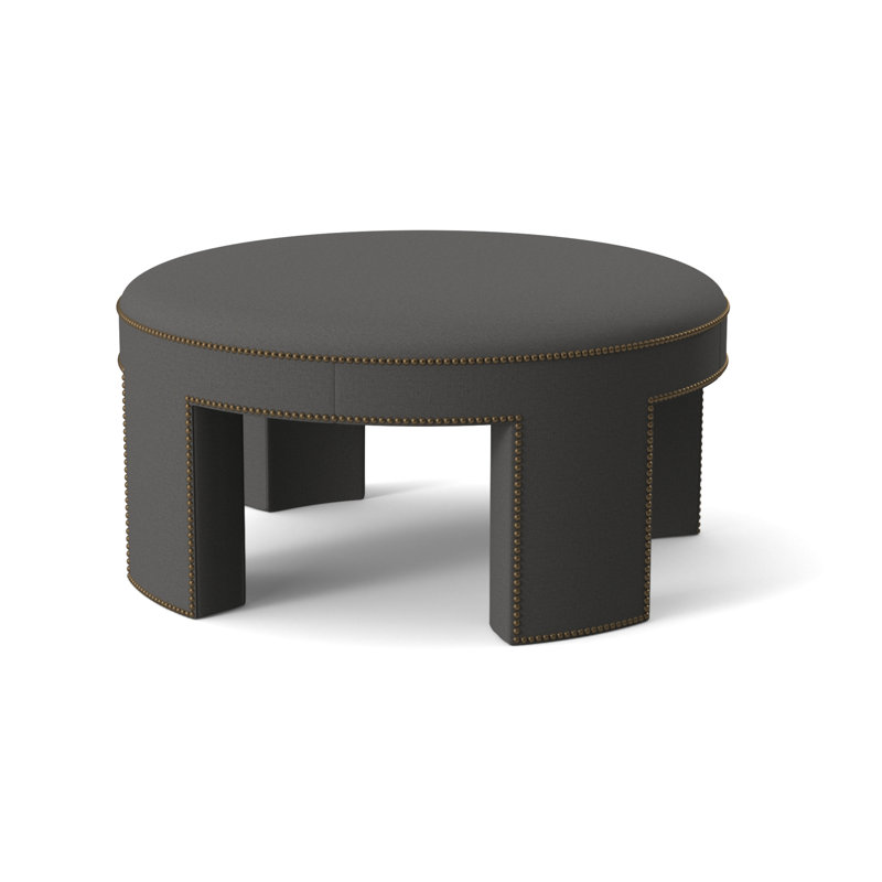 Durant Round Ottoman, Silver Polyester 71608L81, 19.75"H x 40.5"W x 40.5"D
