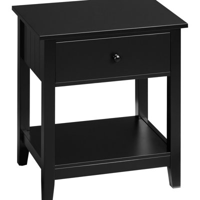 2 Side Table With Drawer And Shelf, Black For Bedroom Living Room Appeal Table, Shelf Modern &