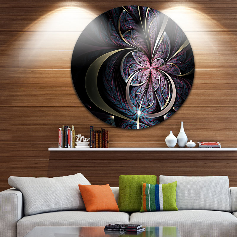 «Dark Blue Fractal Butterfly Flower», impression, H 36 po x l 36 po x P 1 po, Métal