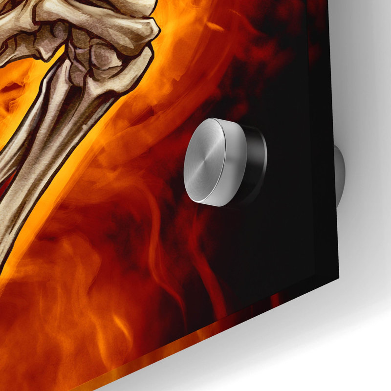 Squelette avec feu sur plastique / acrylique par Flyland Designs Print, H 24 po x l 24 po x P 0,2 po
