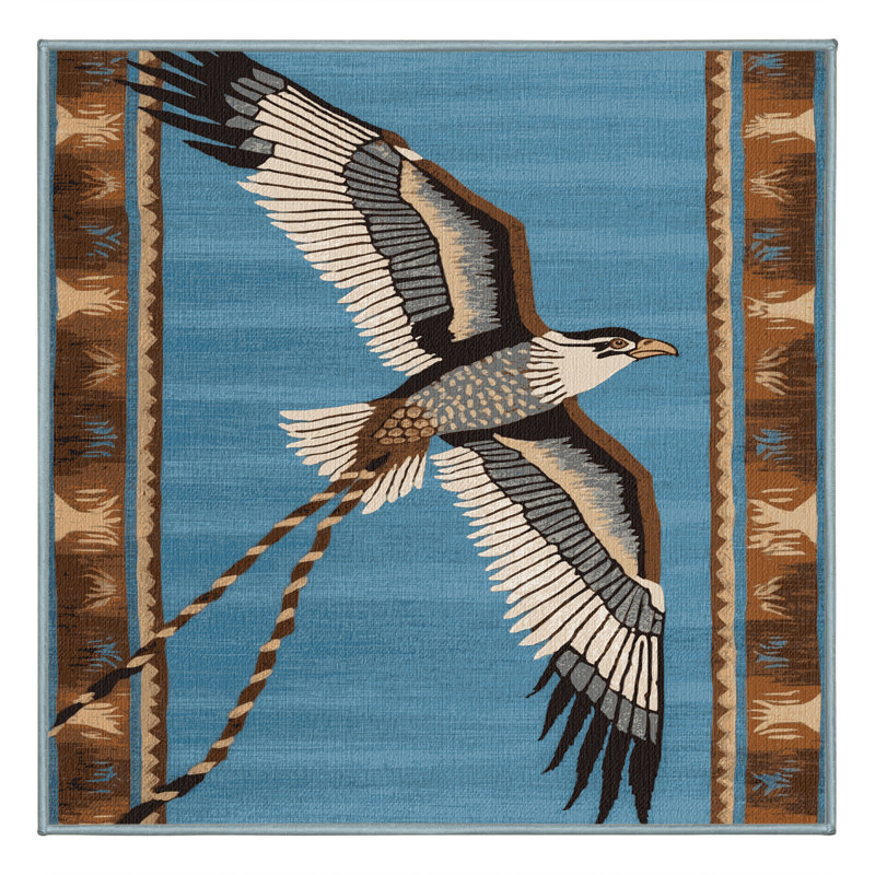Washable Mississippi Kite Birds Area Rug, Square 7'