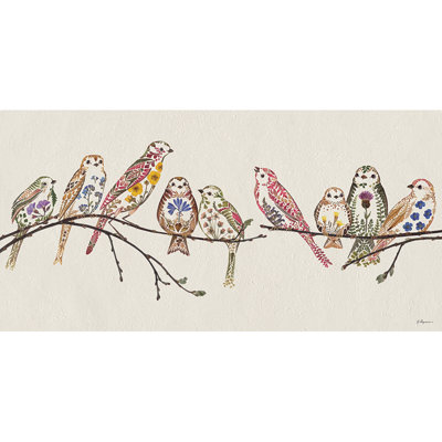 Wildflower Sparrows by Helen Ahpornsiri - Wrapped Canvas Print