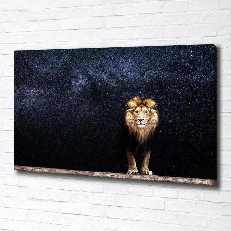 A Lion On The Background Of Stars - Wrapped Canvas Print