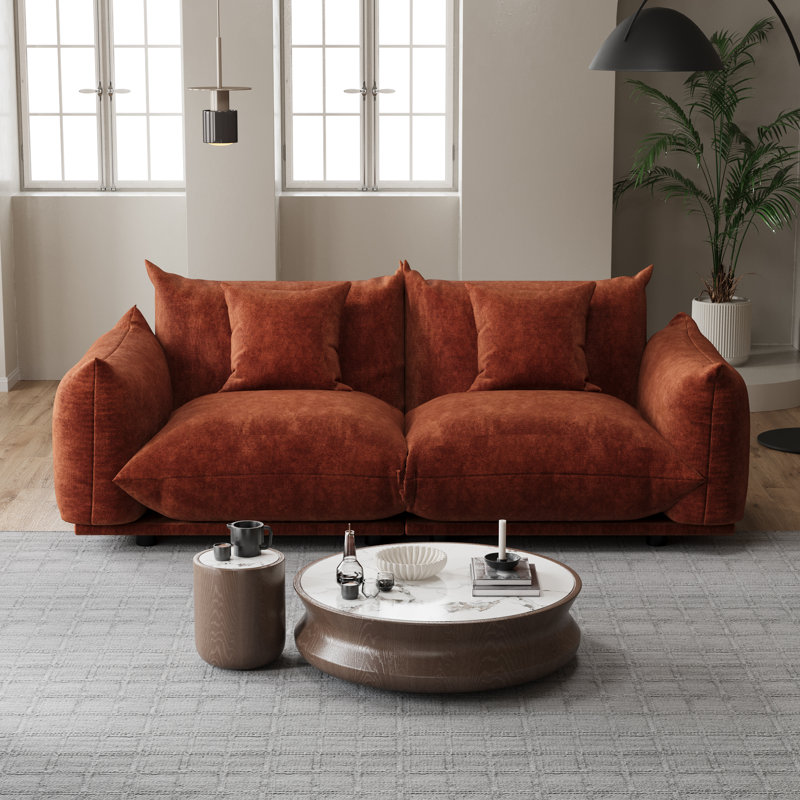 Canapé modulaire en chenille 2 pièces pour petits espaces 2 pièces, Orange, H 33 po x l 74,8 po x P 38,1 po