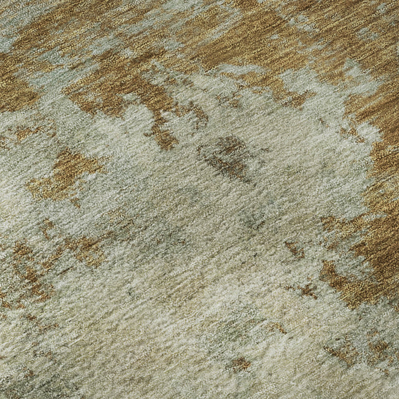 Premium Machine Washable Mayfield AMF2066 Abstract Rug, Terracotta, 8' Round