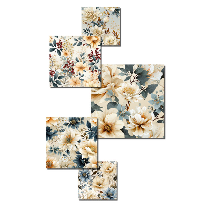 Ensemble d'art mural floral 5 pièces