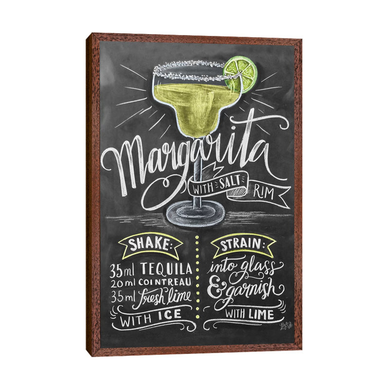 Margarita Recipe 1 Piece Wall Art on Canvas, 66.04cm H x 45.72cm W x 3.81cm D, Classic Brown Wood Floater Framed