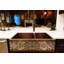 33" Hammered Copper Apron Front 60/40 Double Basin Kitchen Sink w/ Scroll Design and Nickel Background