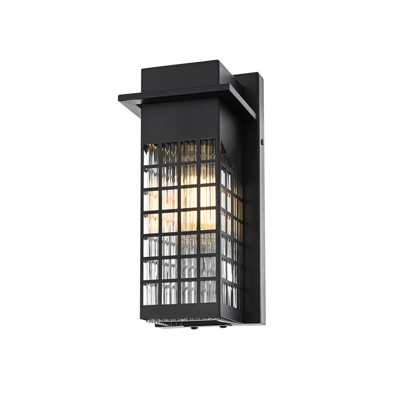 Alcaraz Outdoor Wall Sconce in Black, 12" H x 5" W x 5" D