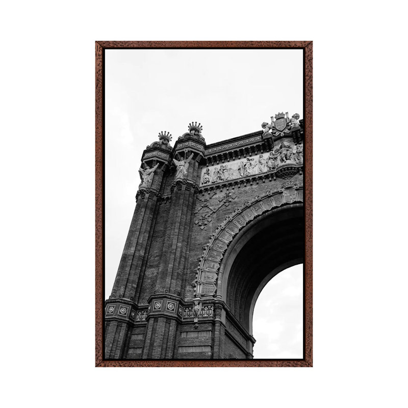Arc De Triomf De Barcelona by Bethany Young - Print on Canvas, Classic Brown Wood Framed, 66.04cm H x 45.72cm W x 3.81cm D