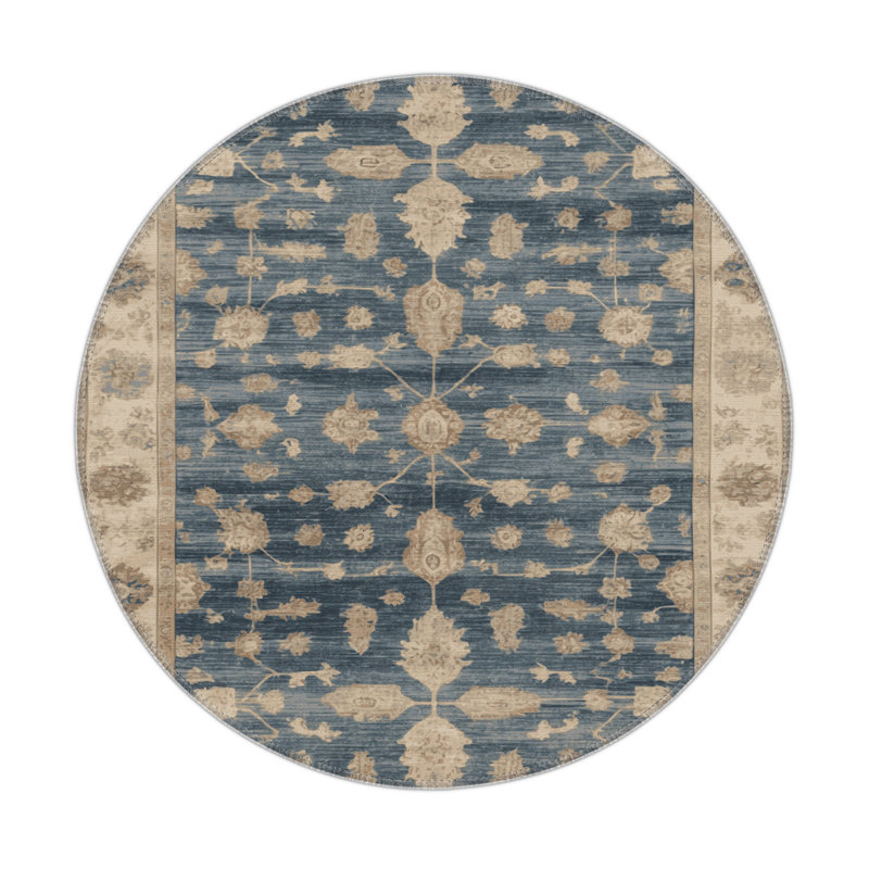 Tapis d'intérieur et d'extérieur surteint beige, Rond 5 pi