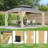 12x16 Ft Wood Gazebo with Double Galvanized Steel Roof, Netting & Curtains for Backyard