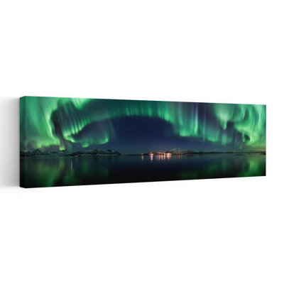 Northern Lights Reflection Ethereal Serene Tranquil Landscape Mountain Wall Art