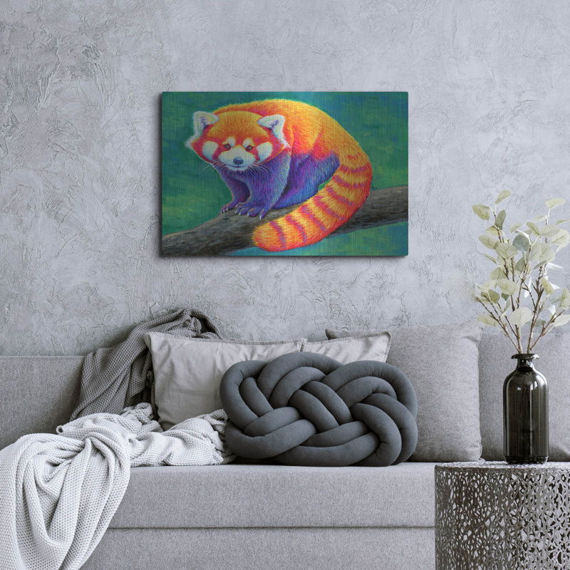 «Red Panda Rainbow» par Rebecca Wang, art mural en métal, H 24 po x l 36 po