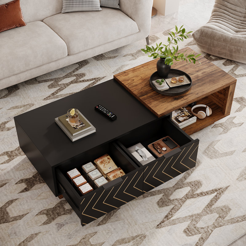 Benziger Nesting Extendable Coffee Table, Brown/Black