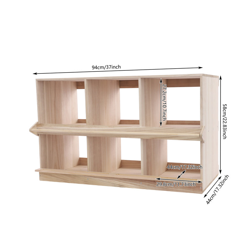 6 Hole Wood Nesting Box For Chickens