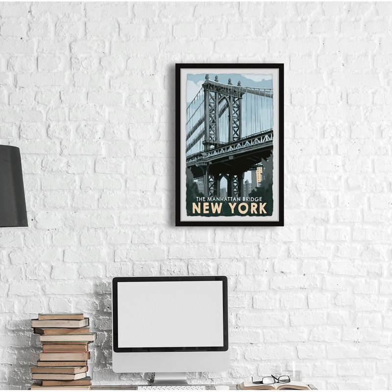 New York Bridge par - peinture encadrée, H 36 po x l 24 po x P 1,5 po