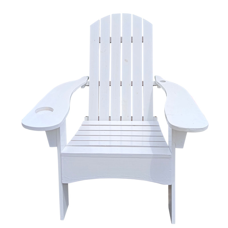 Comfortable White Wood Chair - Umbrella Hole Included, Versatile For Outdoor/Indoor Spaces Patio, Porch, Deck, Garden, Poolside Seating Easy Assembly Process Made Of Solid Hole, Comfortable, Outdoor