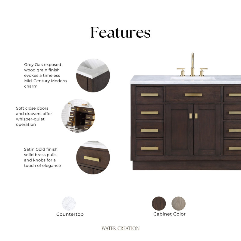 Chestnut 48'' W Single Vanity, Brown Oak