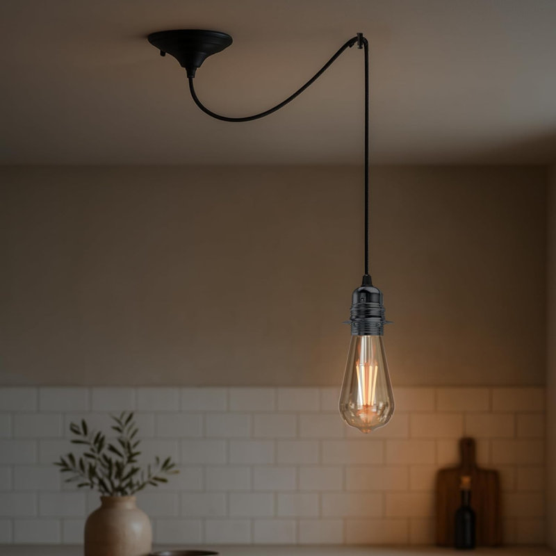 1 - Light Single Pendant, Black