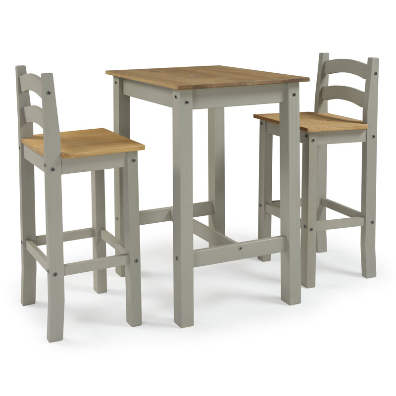 Tol 2 - Person Pine Solid Wood Dining Set, Grey