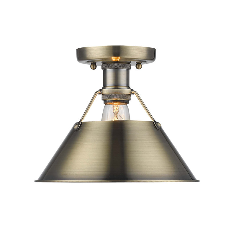 Plafonnier encastré à une lumière de 10 po Weatherford, Laiton vieilli, Laiton vieilli