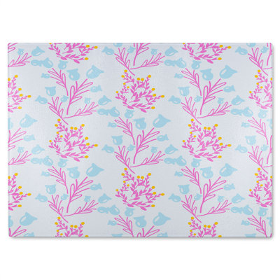 Flower Design Glass Chopping Board