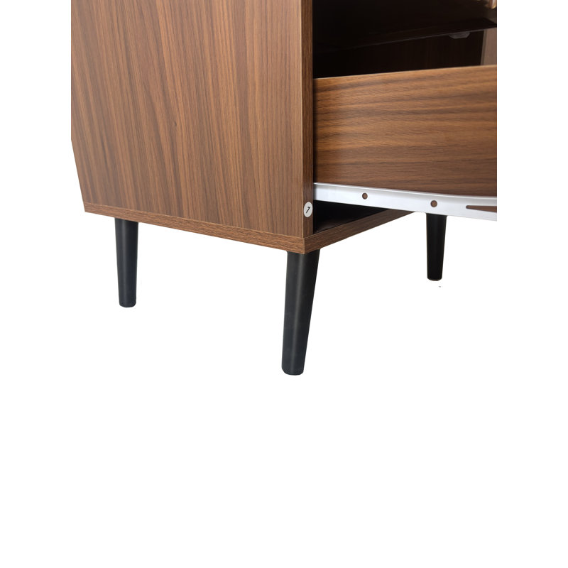 Table de chevet en bois brun avec 2 tiroirs - Table de chevet moderne et table de rangement