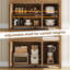 Buffet en rotin avec 2 tiroirs et tablette réglable, armoire de rangement à pieds hauts Boho avec quincaillerie anti-basculement pour la cuisine, la salle à manger, le vestibule et le salon-2063772095