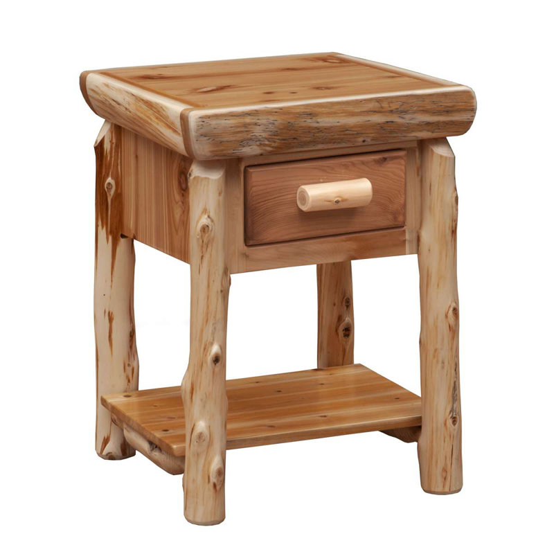  Table de chevet avec tiroir Cedar Log, Weathered