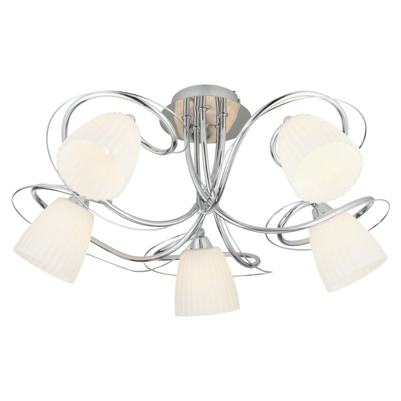 Vytis Glass Semi Flush Mount, Chrome, 22.5cm H x 49cm W x 49cm D