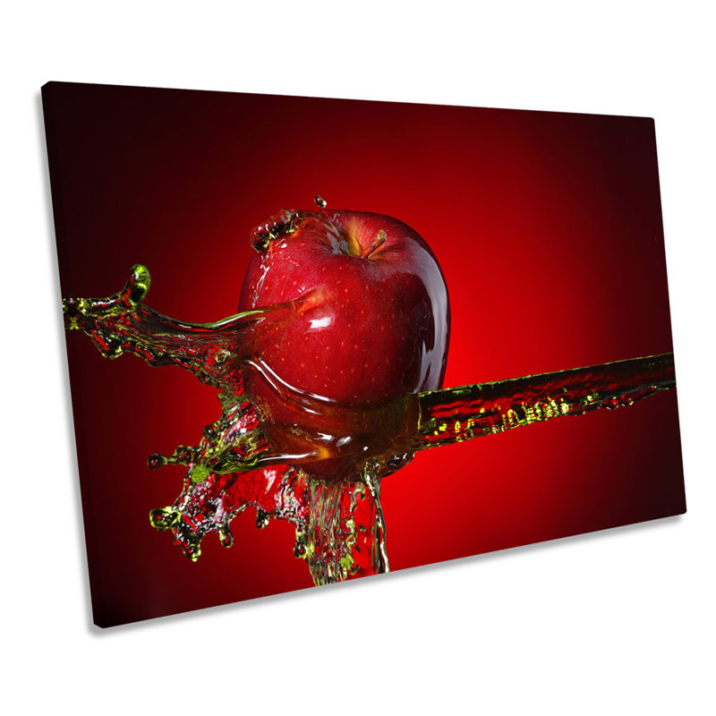 Red Apple Splash Kitchen - Wrapped Canvas Print, 91.4cm H x 137.2cm W x 4cm D