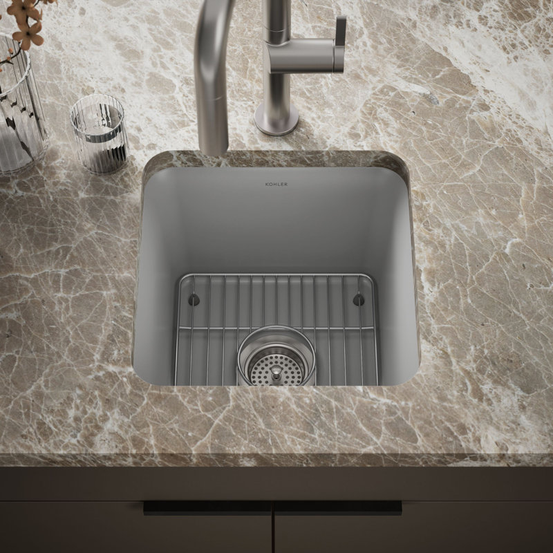 Cairn 15 L x 15 W Neoroc Undermount Bar Sink, Matte Gray