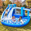Toboggan gonflable gonflable de 14 pieds avec pataugeoire, piscine à balles, panier de basketball et souffleur, parc aquatique bleu pour enfants