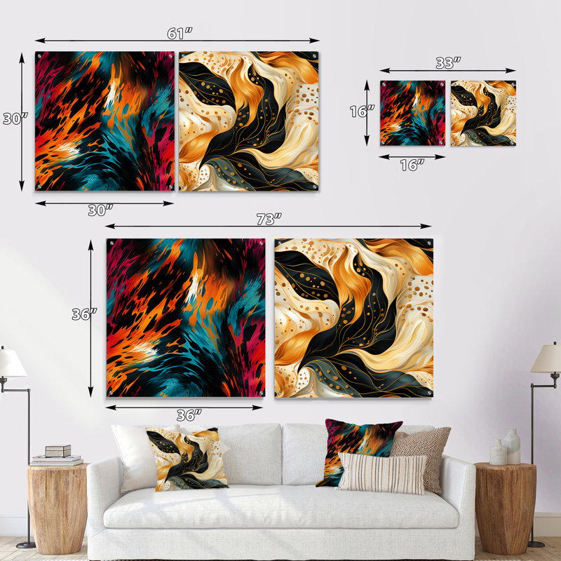 Corris - Ensemble de 2 verres muraux abstraits en acrylique, H 16 po x l 33 po