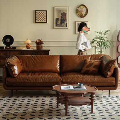 Caramel Mid-Century Modern Sofa