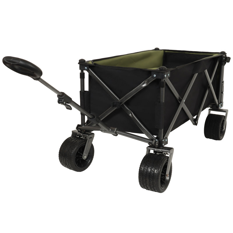 Chariot pliant pliable extra long de 300 L et 49 po avec hayon arrière, grandes roues de 7 po x 4 po tout-terrain, chariot de plage Chariot de plage pliable robuste de 400 lb pour le camping de sports de jardin