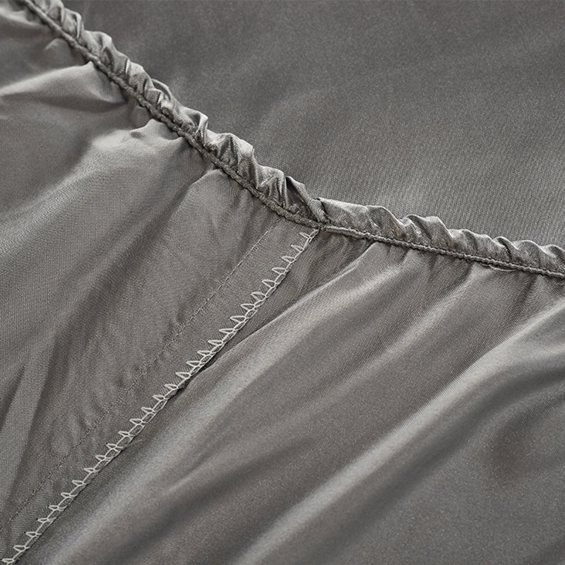 Ensemble de draps en satin, Gris, Très grand