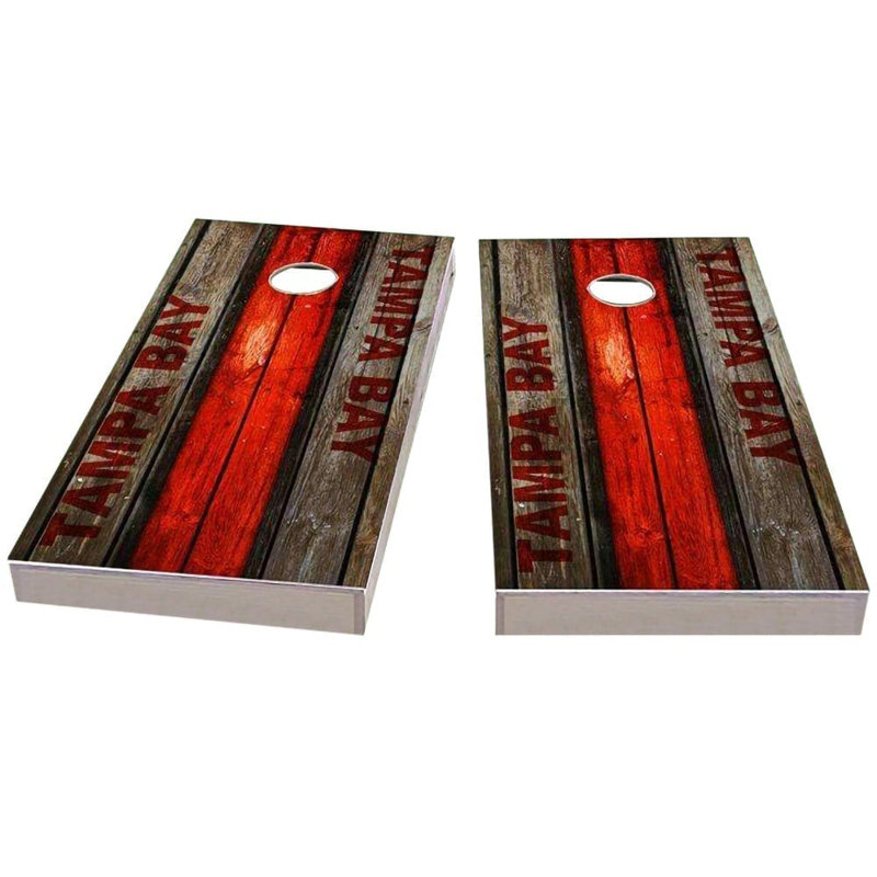 Ensemble de planche de jeu Tampa Bay Football 2x4 | Comprend (2) planches (8) sacs et accessoires optionnels, NO Accessories