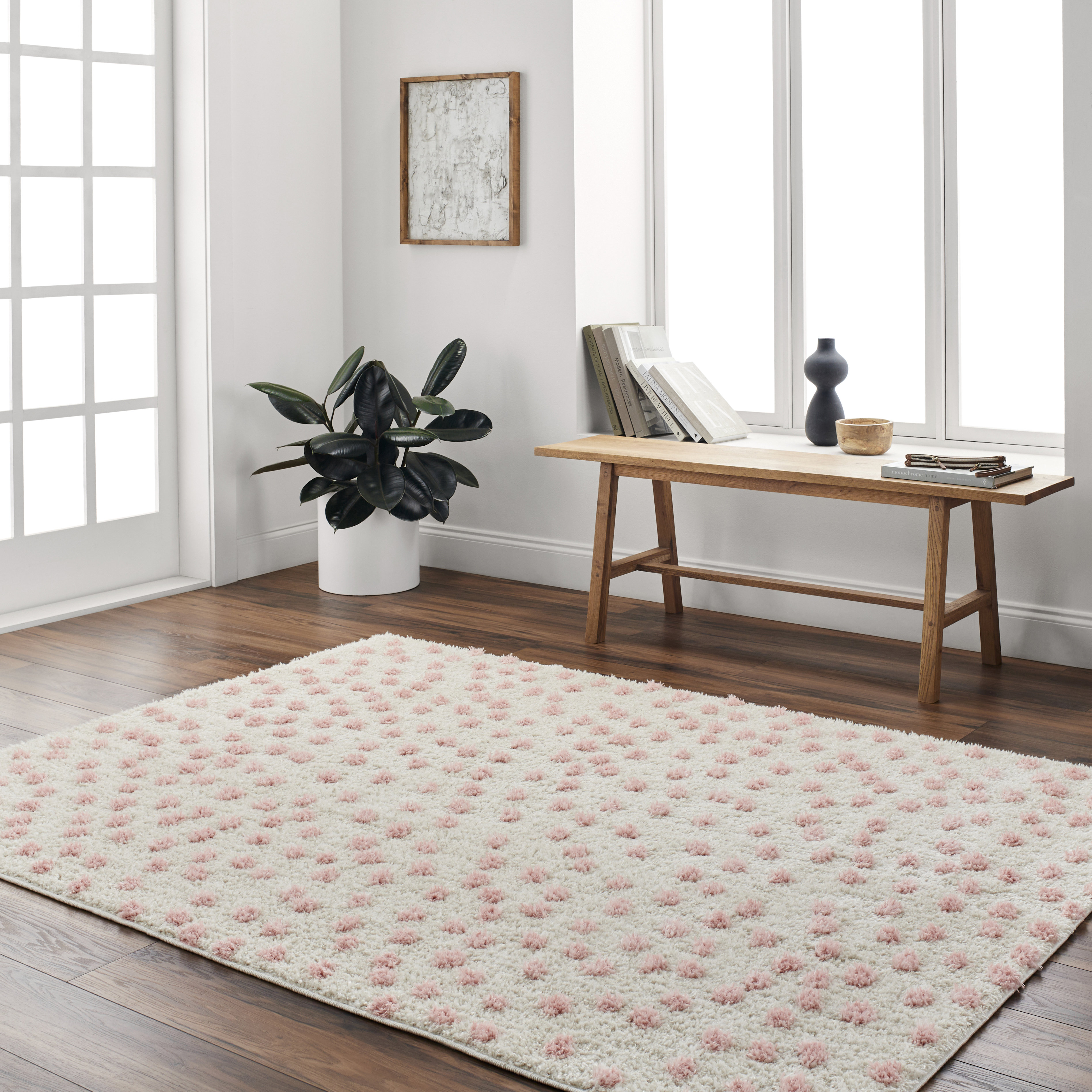 Ebern Designs Isidore Blush Area Rug, Pink