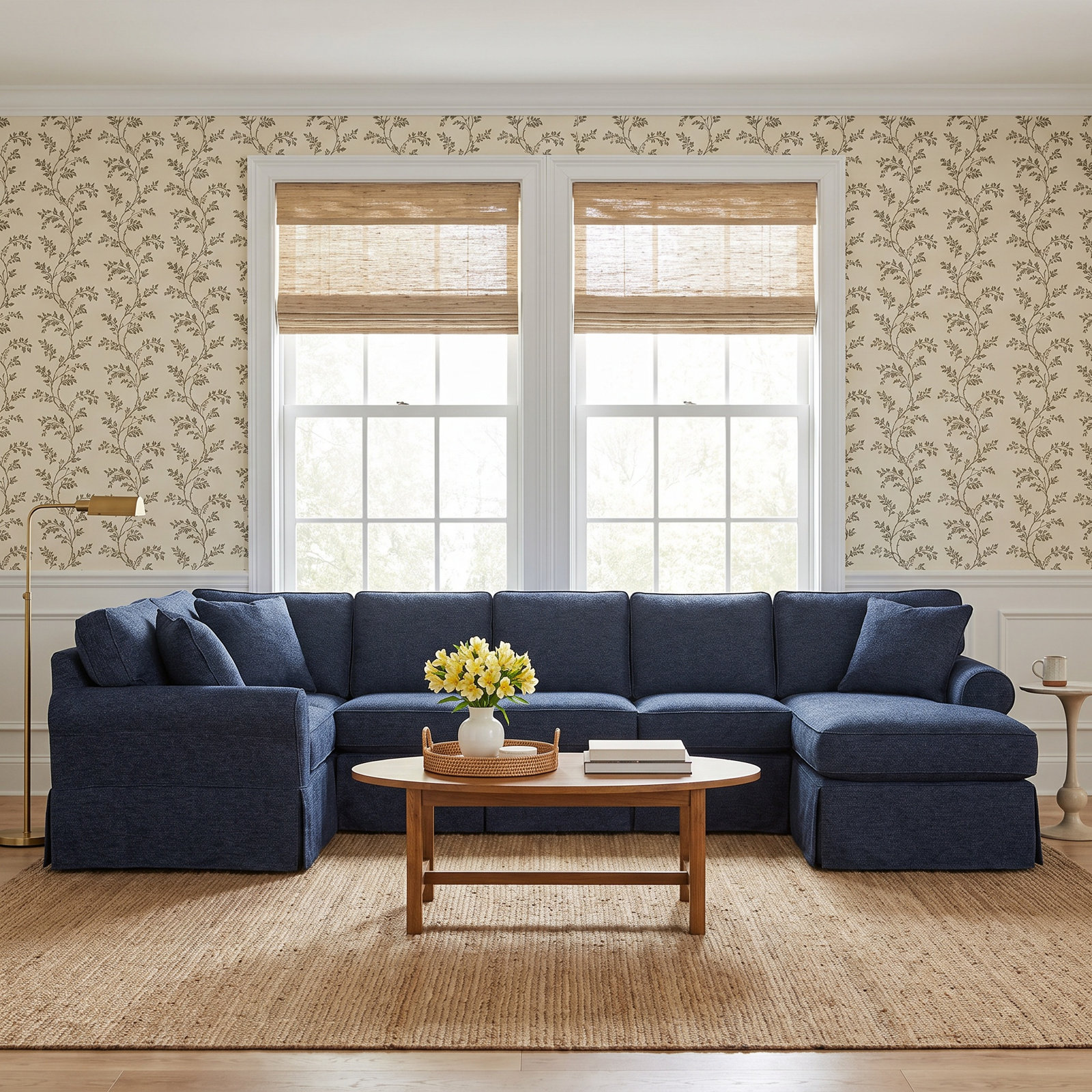 Bedford Upholstered Chaise Sectional, Left Hand Facing, Basic Navy; 0317-61