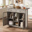 Chariot mobile pour îlot de cuisine avec rallonge rabattable. Armoire de rangement roulante avec tiroirs. Support à épices et porte-serviettes.  Chariot de cuisine en bois sur roulettes pour petite cuisine. Salle à manger. Gris-1189896348