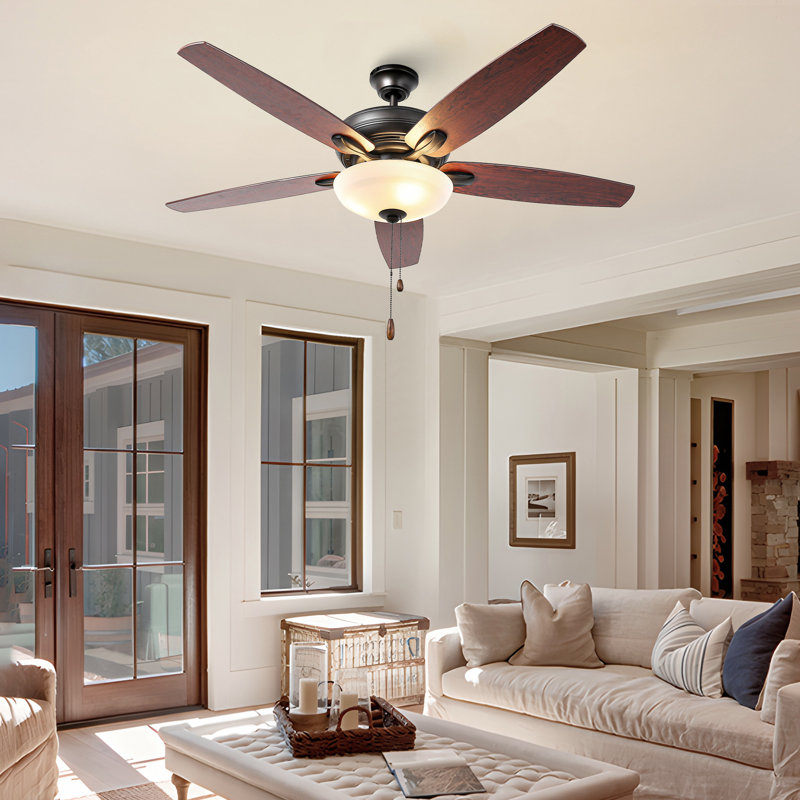 52" Oil Rubbed Bronze Ceiling Fan with Walnut Blades and LED Light