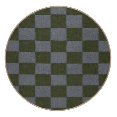 Machine Washable Checkered Brown Area Rug