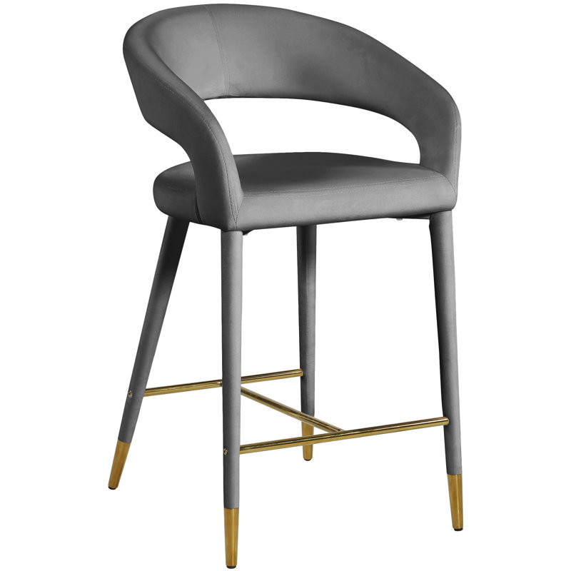 Tabouret de comptoir 26,5 po Destiny, Velours, Gris