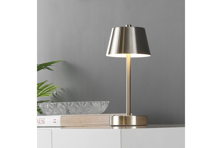 Staci Metal USB Table Lamp in satin nickel finish