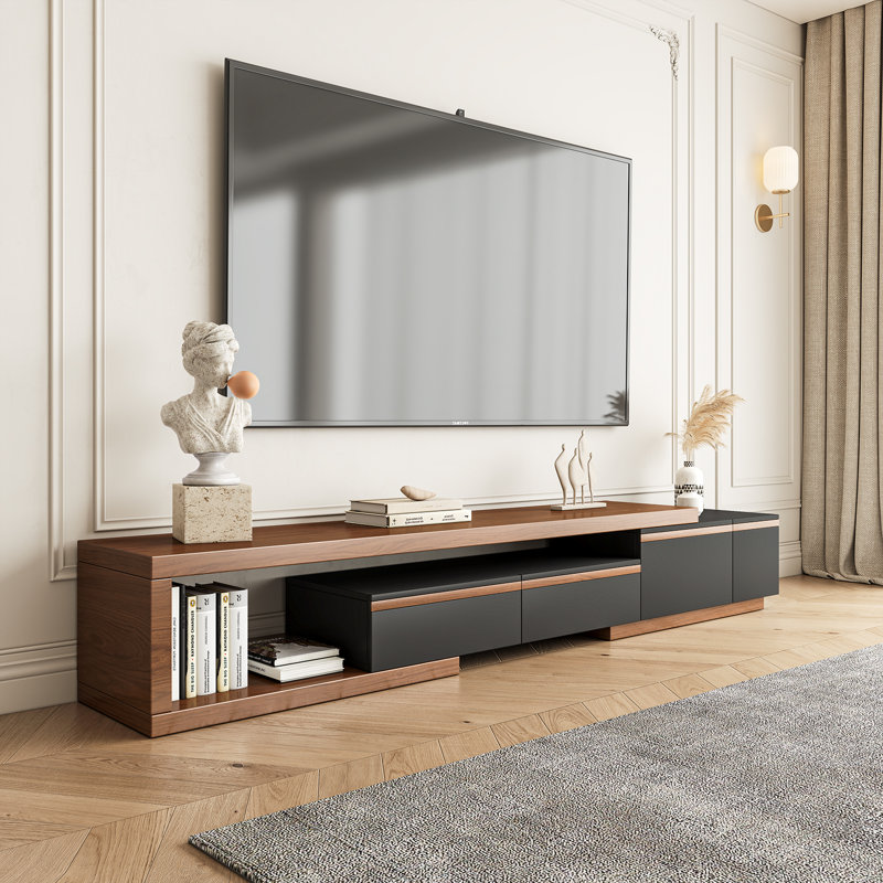 Rustic 78.74"–98.42" Extendable Solid Wood TV Stand – Farmhouse Media Console with Large Storage Space