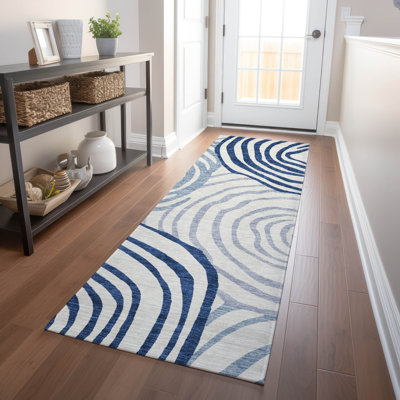 Premium Machine Washable Prisco Blue Rug