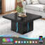 Table basse 31,5 po, design minimaliste ultrabrillant avec lumières DEL, table de salon