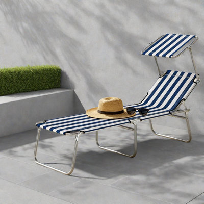 Chaise longue de patio moderne en métal, fauteuil d'extérieur portatif et pliable